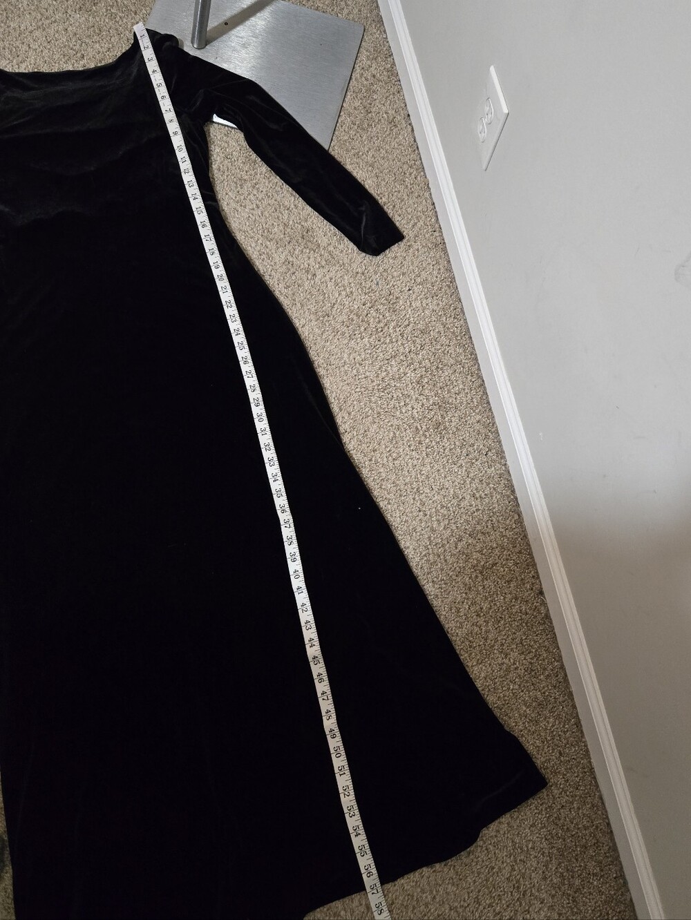 Sz S (Also Fits M) Y2K Vintage Lauren Ralph Lauren Black Stretch Velvet LS Gown - Picture 10 of 11